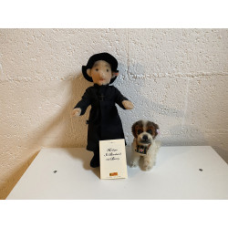 St-Bernard avec son chien Barry, pièce de collection Steiff